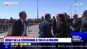 Obsèques de Jean-Claude Gaudin: Christophe Béchu, Renaud Muselier et Nicolas Sarkozy arrivent tour à tour à la Major