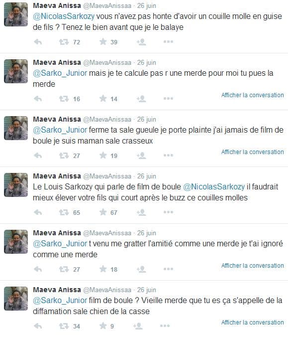 Sur Twitter, Maeva s'en prend à Louis Sarkozy