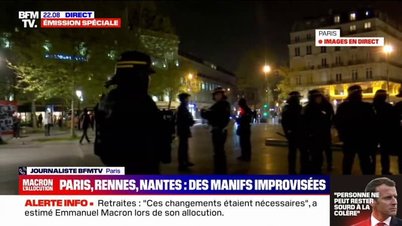 Paris: la manifestation improvisée contre la réforme des retraites en cours de dispersion sur la place de la République