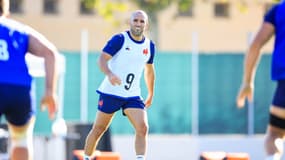 Maxime Lucu à l'entraînement avec le XV de France à Aix-en-Provence, le 26 septembre 2023