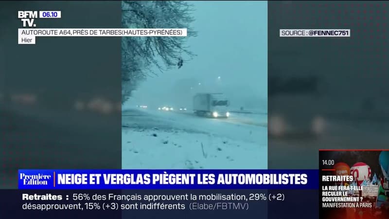 La neige et le verglas surprennent des automobilistes dans le Sud-Ouest et en Haute-Savoie