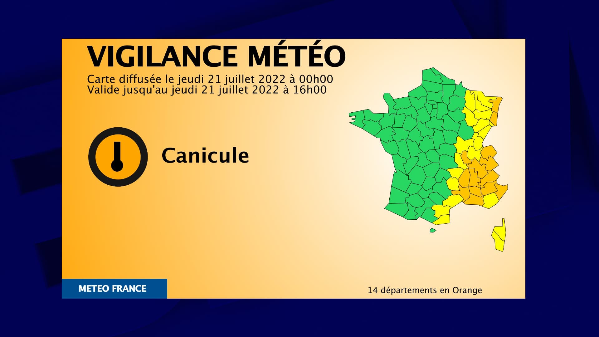 Carte vigilance de Météo-France du 21 juillet 2022