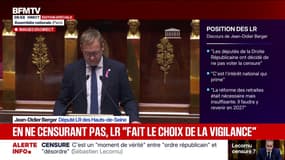 Jean-Didier Berger (LR) assure que le fait de "ne pas censurer" ne signifie pas "accorder une confiance aveugle" au Premier ministre