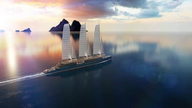 Le concept Silenseas de paquebot à voile à trois-mâts de 190 mètres, conçu pour 300 passagers aura une grande partie de sa propulsion assurée par 1200 mètres carrés de voiles rigides.