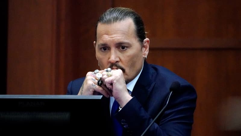 L'acteur Johnny Depp lors du procès au tribunal de Fairfax en Virginie ce lundi 25 avril.