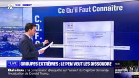 Dans une lettre adressée à Élisabeth Borne, Marine Le Pen lui demande de dissoudre les "groupuscules extrémistes", "quel que soit leur profil politique"