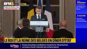 Emmanuel Macron reçoit le Roi et la Reine des Belges lors d'un dîner d'État