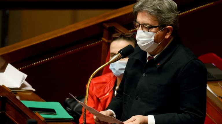 Le chef de file des députés LFI Jean-Luc Mélenchon, le 9 février 2021 à Paris