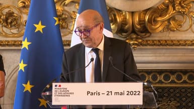Jean-Yves Le Drian, au moment de quitter le Quai d'Orsay, samedi 21 mai 2022