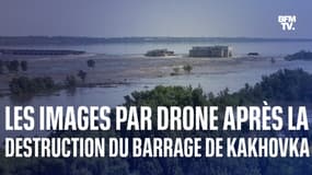 Ukraine: les images par drone après la destruction du barrage Kakhovka 