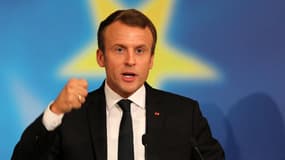 Emmanuel Macron mardi à la Sorbonne, à Paris.