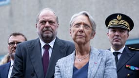 Elisabeth Borne et Éric Dupond-Moretti dans l'Essonne le vendredi 2 septembre 2022.