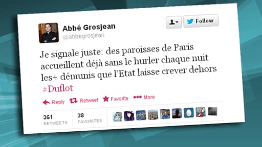 L'abbé Grosjean se montre très remonté sur Twitter.