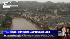 Dordogne: la Vézère en crue inonde la ville de Montignac