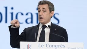 Nicolas Sarkozy lors de son discours de clôture du congrès des Républicains.
