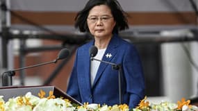 La présidente de Taïwan Tsai Ing-wen pendant les cérémonies de la fête nationale, le 10 octobre 2021 à Taipei