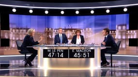 Emmanuel Macron et Marine Le Pen lors du débat de l'entre-deux-tours de l'élection présidentielle de 2017. 