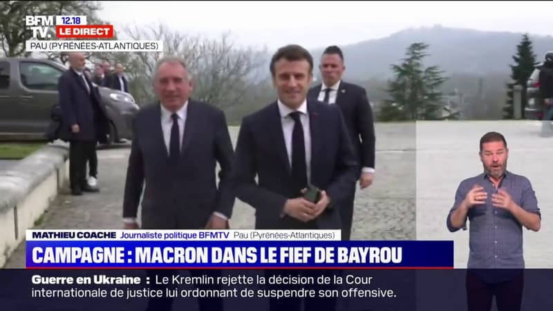 Emmanuel Macron est en campagne à Pau dans le fief de François Bayrou