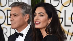 George Clooney et sa femme Amal lors de la cérémonie des golden Globes, le 11 janvier 2015 à Los Angeles.
