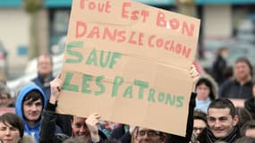 Des employés des abattoirs Gad manifestent en mars 2013