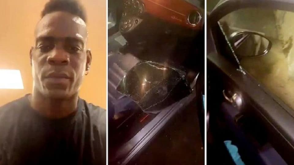 La voiture endommagée de Balotelli La voiture endommagée de Balotelli