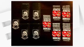 Des stickers retrouvés lors de la perquisition.
