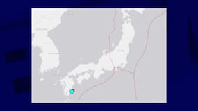 Carte des deux séismes qui ont touché le Japon le 8 août 2024