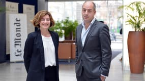 Natalie Nougayrede et le président du directoire Louis Dreyfus en mars 2013