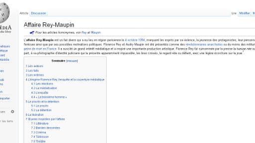 La page Wikipedia de l'affaire Rey-Maupin