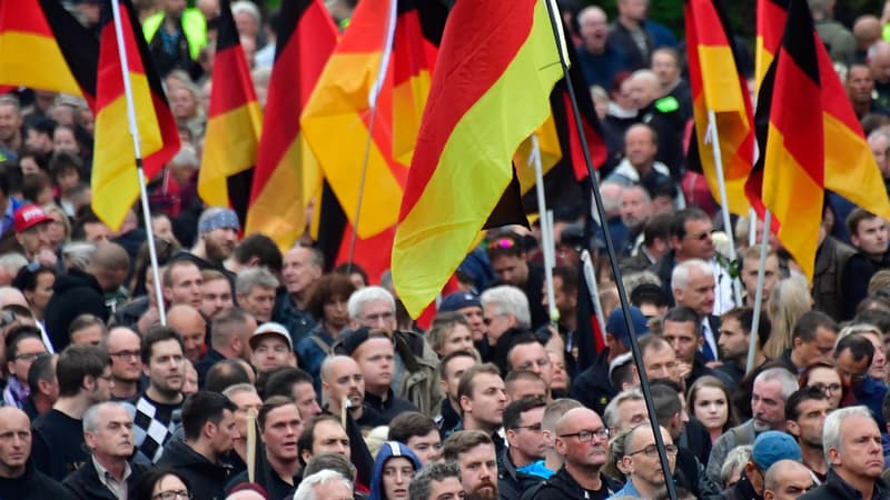 Manifestation d'extrême-droite à Chemnitz. 