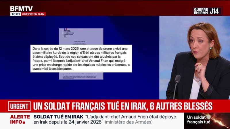 Soldat français tué en Irak: six autres militaires blessés sont "toujours à l'hôpital", "leur rapatriement en France se met en place"