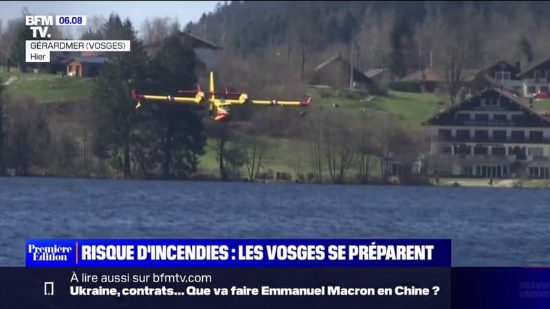 Risques d'incendie: des canadairs font des tests d'écopage dans les Vosges