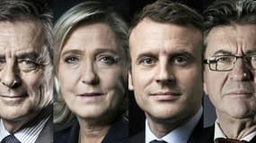 François Fillon, Marine Le Pen, Emmanuel Macron et Jean-Luc Mélenchon