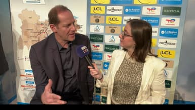 Christian Prudhomme au micro de BFM Lyon, lors de la présentation du Tour AURA