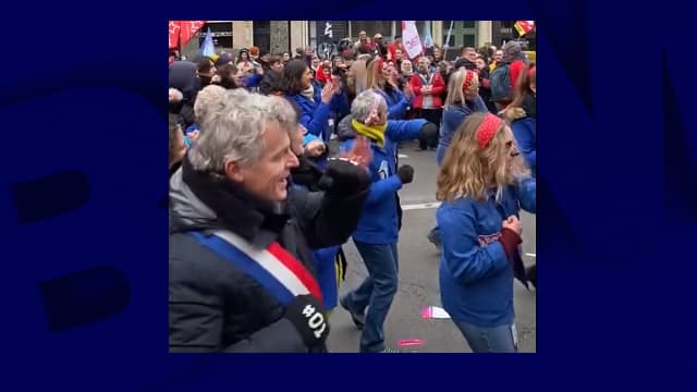 Fabien Roussel pendant la manifestation parisienne contre la réforme des retraites le 19 janvier 2023