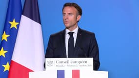 Emmanuel Macron s'exprime au Conseil européen de Bruxelles, le 27 octobre 2023
