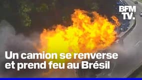 Au Brésil, au moins 25 véhicules prennent feu après qu'un camion se renverse