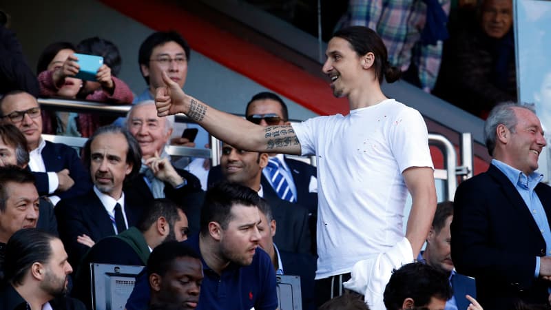Zlatan Ibrahimovic en tribune au Parc contre Reims