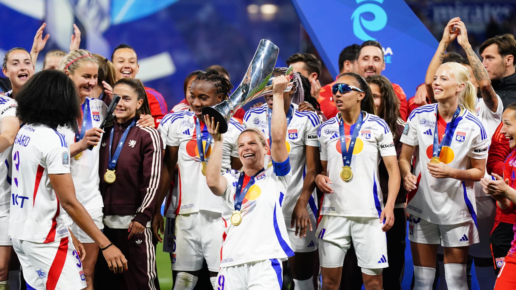 L'Olympique lyonnais a remporté l'Arkéma Première Ligue 2024/2025, le 16 mai 2025.