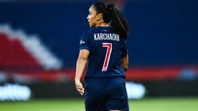 Sakina Karchaoui avec le PSG lors de la demi-finale de playoffs de D1 Arkéma, 11 mai 2024