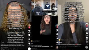 Capture d'écran Tiktok  du 24 janvier 2025 montrant des vidéos d'appels à fuir les services de l'immigration aux États-Unis après l'investiture de Donald Trump. 