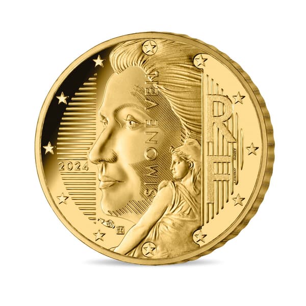 La nouvelle face nationale française de la pièce de 10 centimes d'euro, représentant Simone Veil.