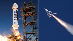 Le SpaceShipTwo VSS Unity de Virgin Glactic et le New Shepard de Blue Origin.