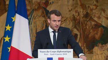 Emmanuel Macron lors de ses vœux au corps diplomatique.