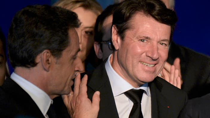 Nicolas Sarkozy avec Christian Estrosi et NKM à Bordeaux le 22 novembre 2014.