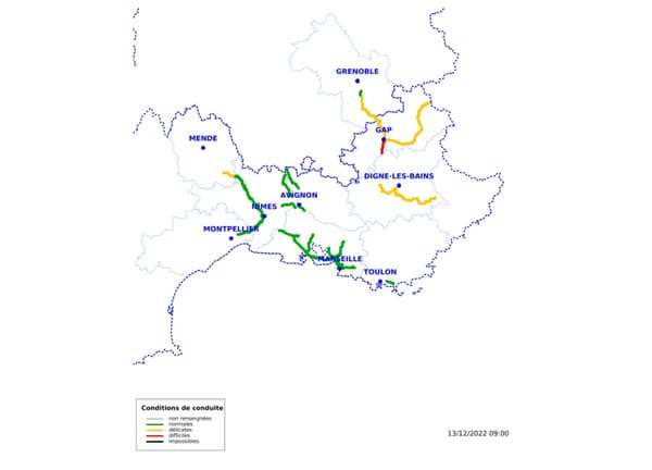 Les conditions de circulation dans les Hautes-Alpes, ce mardi 13 décembre 2022