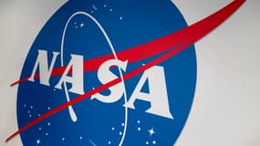 Le logo de la Nasa à l'exposition du Centre d'information sur la Terre, au siège de la Nasa à Washington, aux États-Unis, le 21 juin 2023.