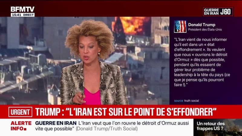 "L'Iran veut que l'on ouvre le détroit d'Ormuz": Donald Trump indique que l'Iran est sur le point de s'effondrer