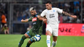 Nemanja Radonjic au duel avec Elseid Hysaj