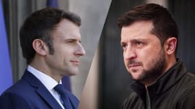  Emmanuel Macron et Volodymyr Zelensky - Montage photos AFP